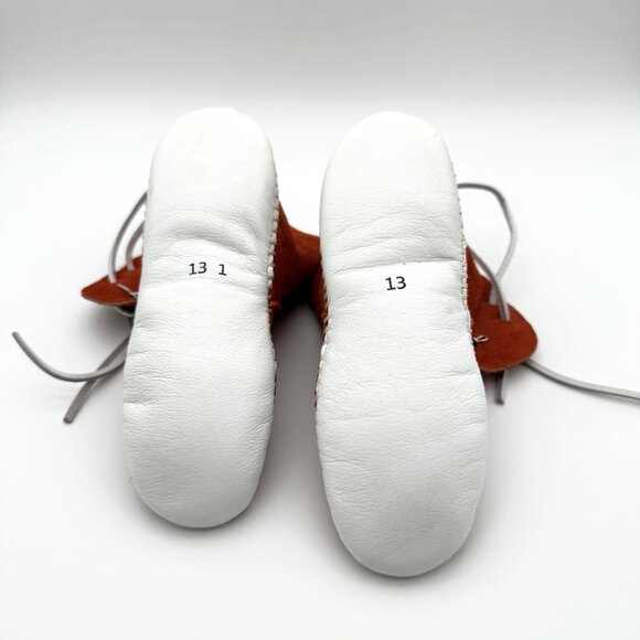 TAOS Handmade Suede Booties Red Rust Suede With Silver Conchos Size 13 Western - Picture 8 of 11